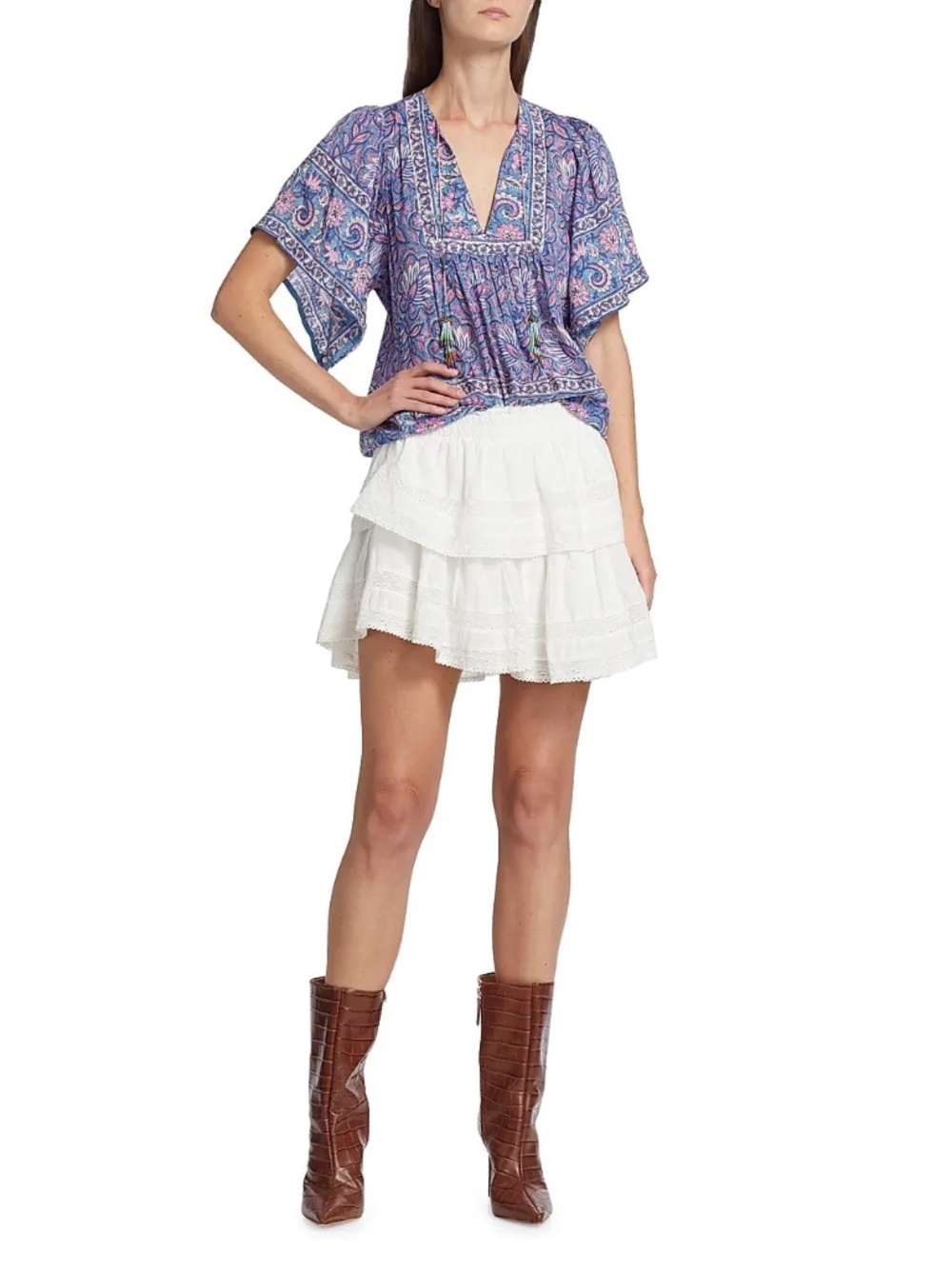 LoveShackFancy Tiered Ruffle Mini Skirt NWOT- White Size Small
